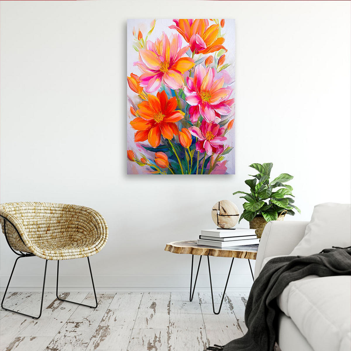 LEINWANDBILD Blumen 60x90cm - Multicolor, Textil (60/90cm) - Feeby