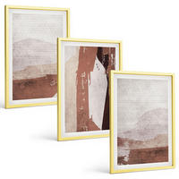 BILDER SET 3er Set - 40x60 cm Goldrahmen - Braun-beige abstrakte Muster - Goldfarben, Kunststoff (40/60cm) - TULUP
