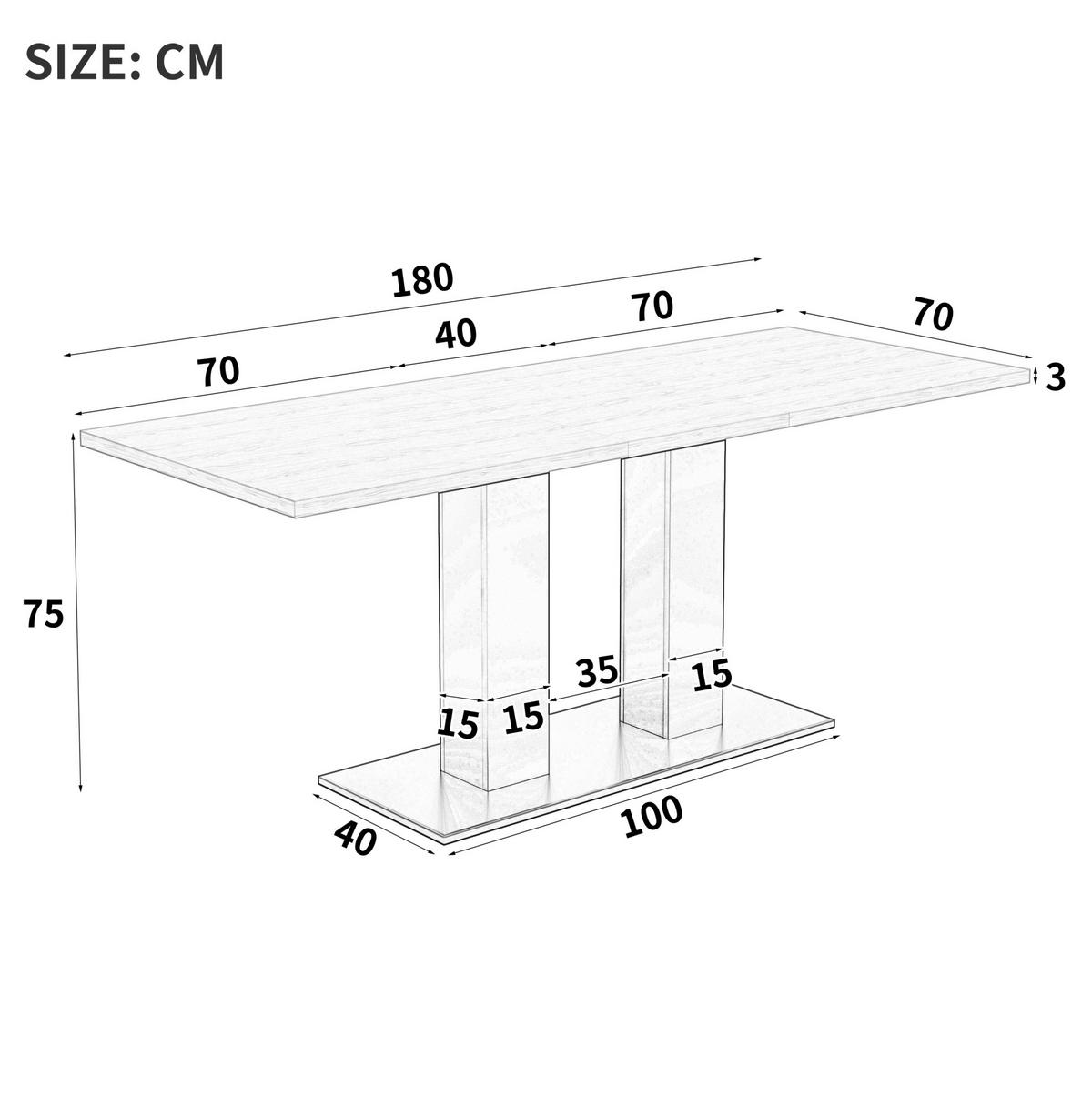 ESSTISCH 140/180/70 cm Naturfarben aus MDF mit Ausziehfunktion - Weiß, Holzwerkstoff (180/70/75cm) - OKMYHOME