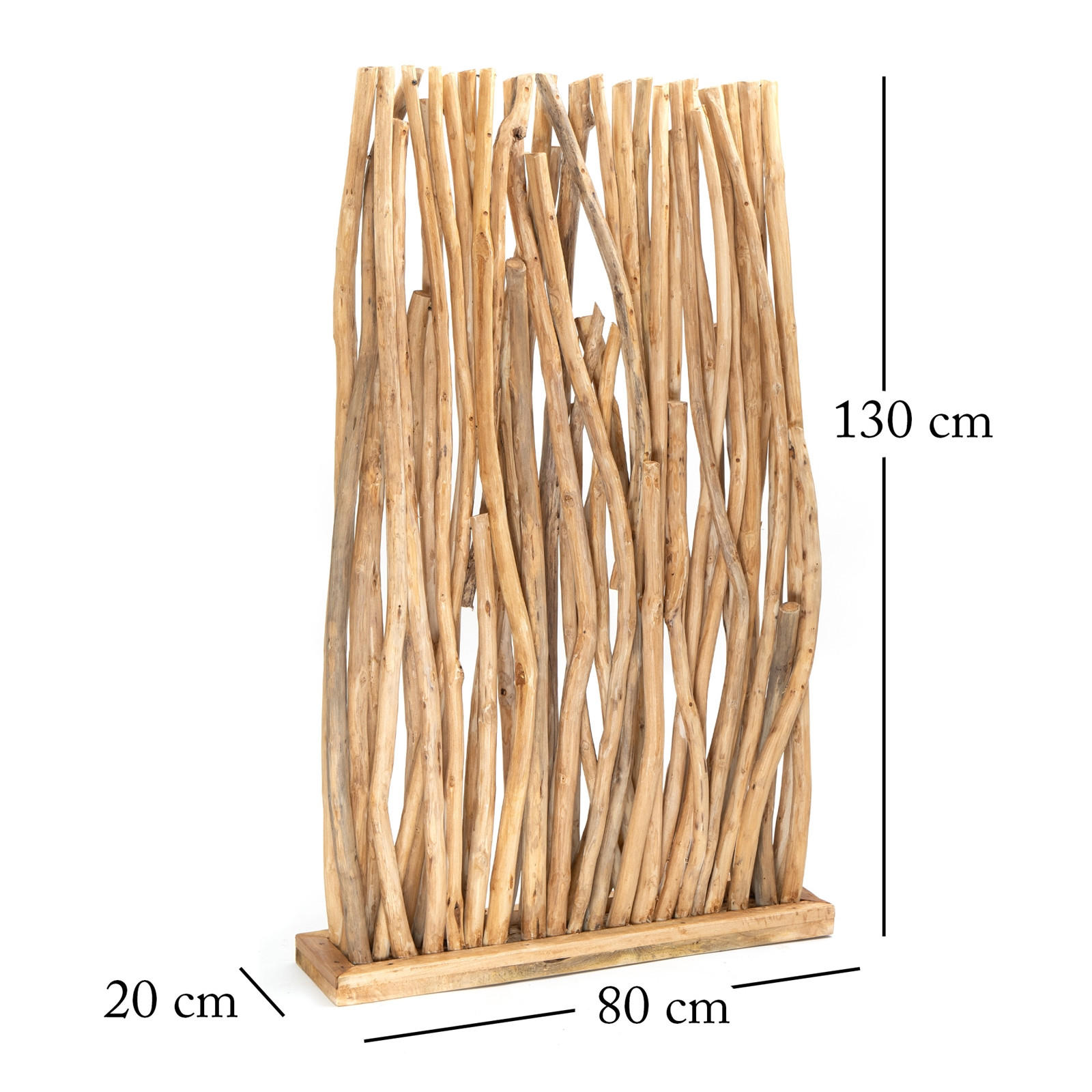 RAUMTEILER Tekea Teakholz geschliffen - Beige, Holz (80/130/20cm) - DESIGN DELIGHTS