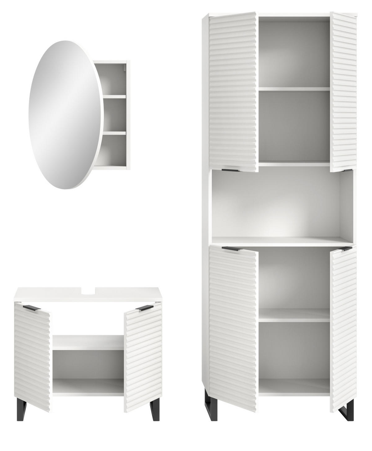 BADMÖBEL-SET 3-teilig weiß 155 cm, Komplettset mit Soft-Close - Weiß, Glas/Holzwerkstoff (155/193/34cm) - Inn.Furn