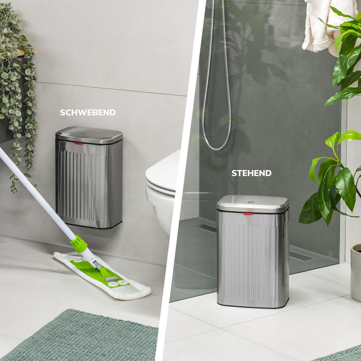 ABFALLEIMER, Metall silber, 6 Liter - Edelstahlfarben, Metall (22.5/31/16.5cm) - eluno