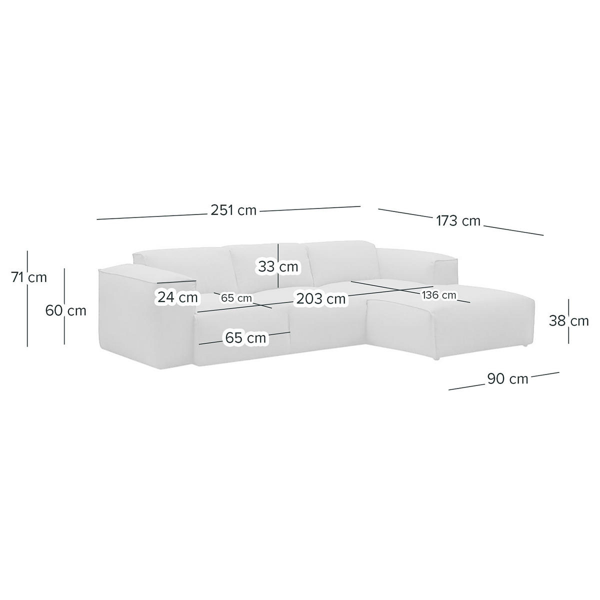 3-SITZER ECKSOFA mit Longchair - Hellgrau/Schwarz, Kunststoff/Textil (251/173cm) - home24