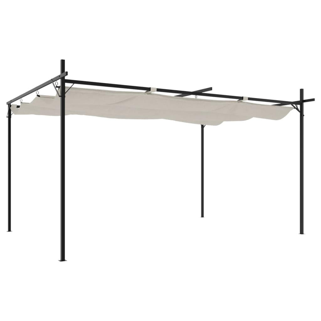 TERRASEENÜBERDACHUNG mit Schiebedach OLIMP Creme 395x292x230 cm - Creme, Metall (395/230/292cm) - DELUKE