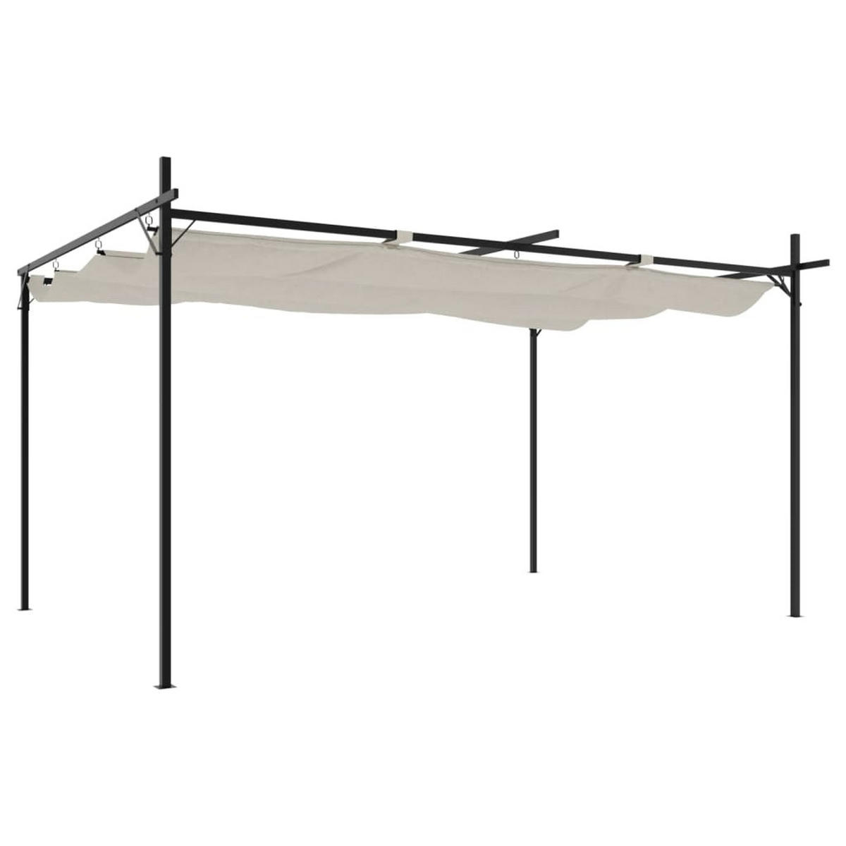 TERRASEENÜBERDACHUNG mit Schiebedach OLIMP Creme 395x292x230 cm - Creme, Metall (395/230/292cm) - DELUKE