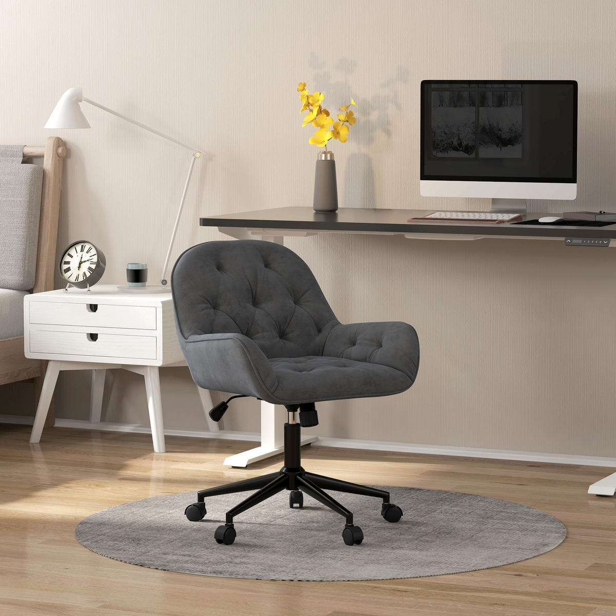 BÜROSTUHL, Polyester, Dunkelgrau - Dunkelgrau, Kunststoff (61/91/60cm) - Vinsetto
