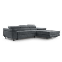 ECKSOFA L Form Arborio Dunkelgrau 280/203/90 cm Rechts mit Schlaffunktion - Dunkelgrau/Schwarz, Textil/Metall (280/203cm) - AX Living