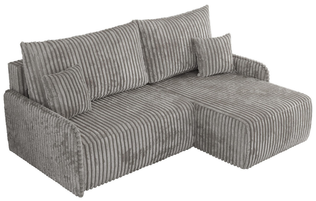 ECKSCHLAFSOFA ARPA L Grau Cord - rechts - Schwarz/Grau, Kunststoff/Textil (150/198cm) - MKS