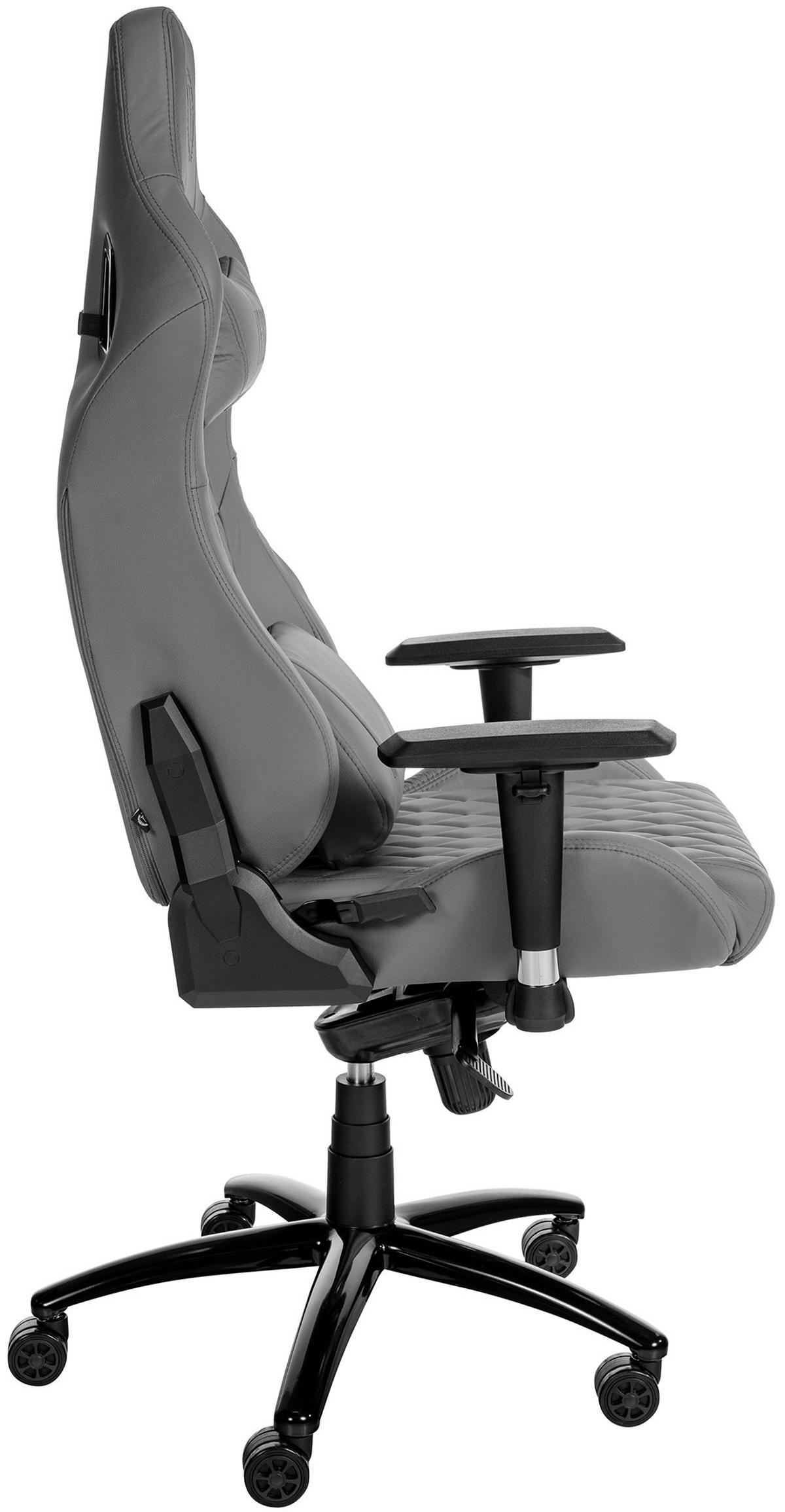 CHEFSESSEL Echtleder grau - Schwarz/Grau, Leder/Metall (70/129/64cm) - CLP