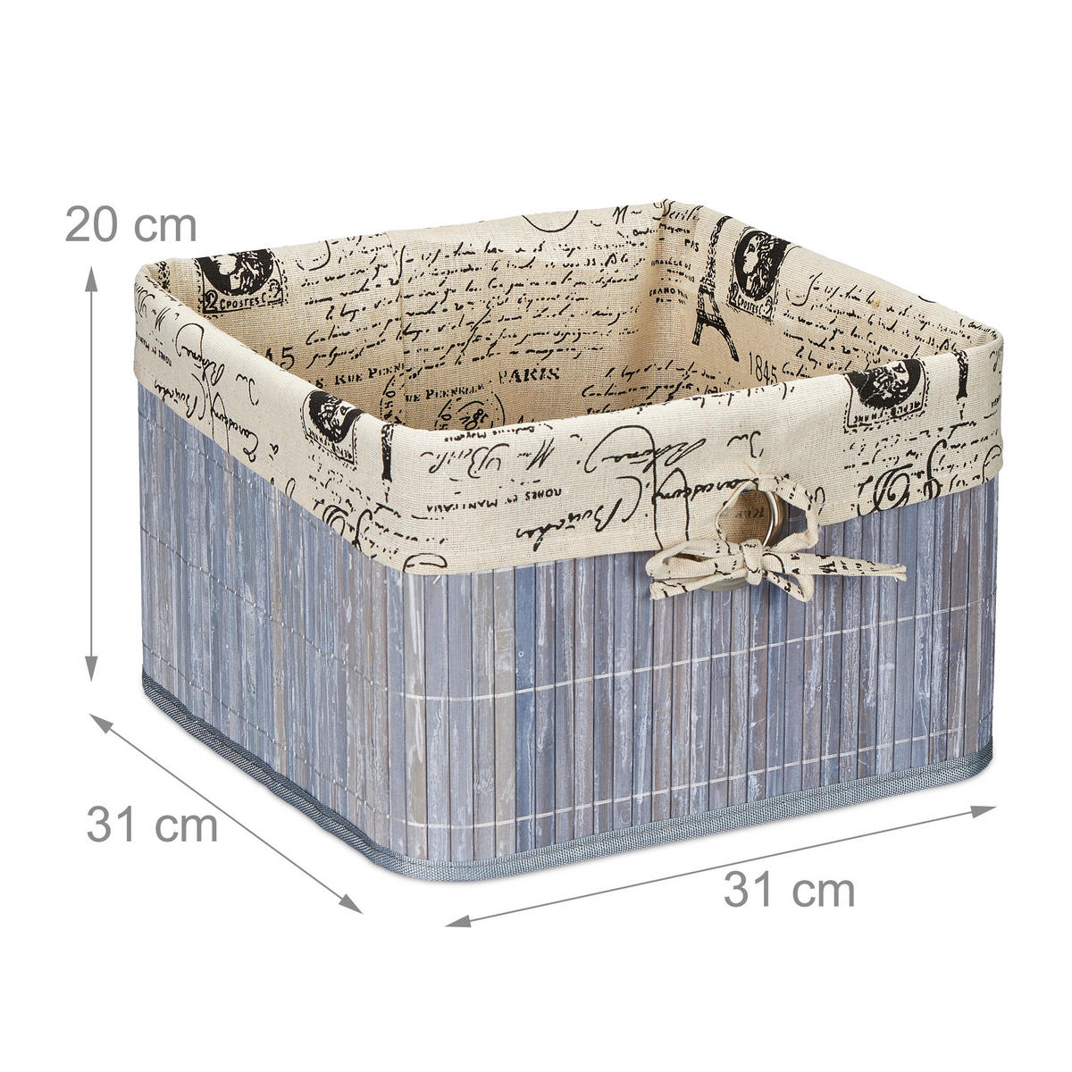 AUFBEWAHRUNGSKORB - Multicolor, Holz/Textil (31/20/31cm) - Relaxdays