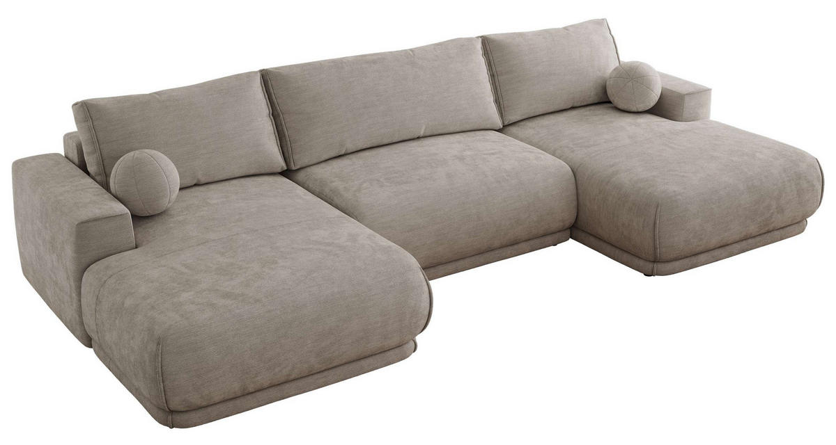 SEDACIA SÚPRAVA RINA U Svetlosivá Hladký ženil - čierna/svetlosivá, textil/plast (360/85/170cm) - MKS
