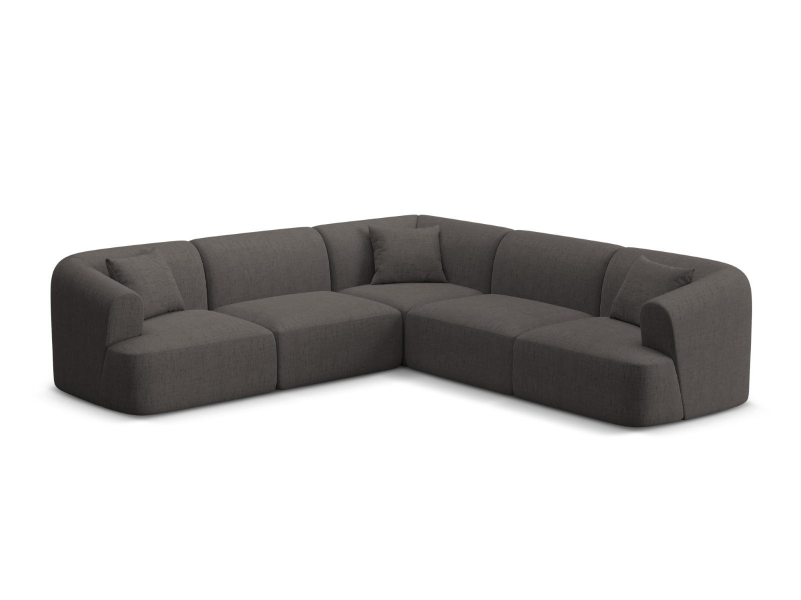 SYMMETRISCHES-MODULARES-ECKSOFA Campi aus strukturiertem Stoff grau 6 Sitzplätze - Grau, Textil (255/255cm) - Cosmopolitan Design