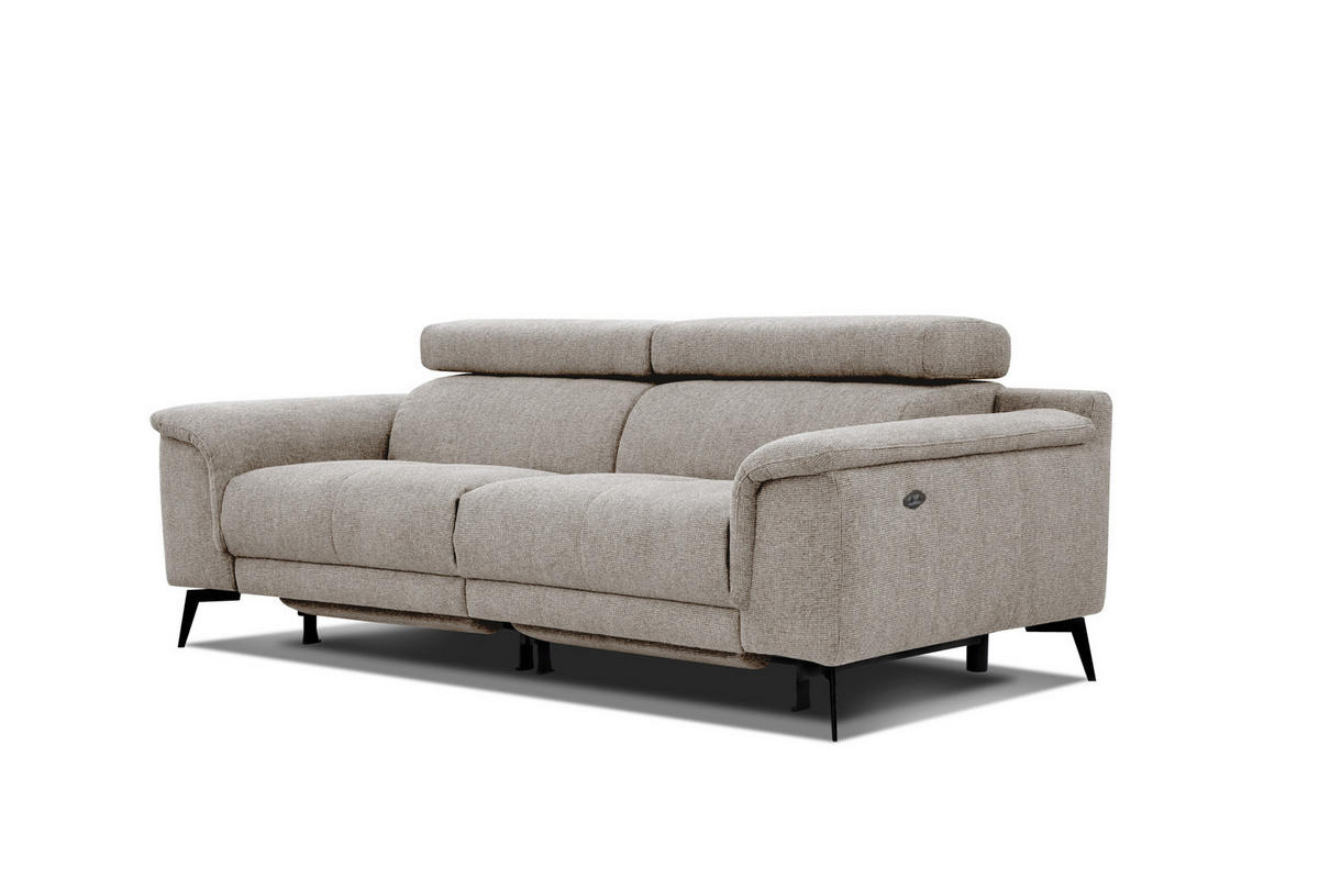 RELAXSOFA FIERO 3-Sitzer mit 2 Relaxfunktionen, taupe - Taupe/Schwarz, Holzwerkstoff/Textil (212/82/103cm)