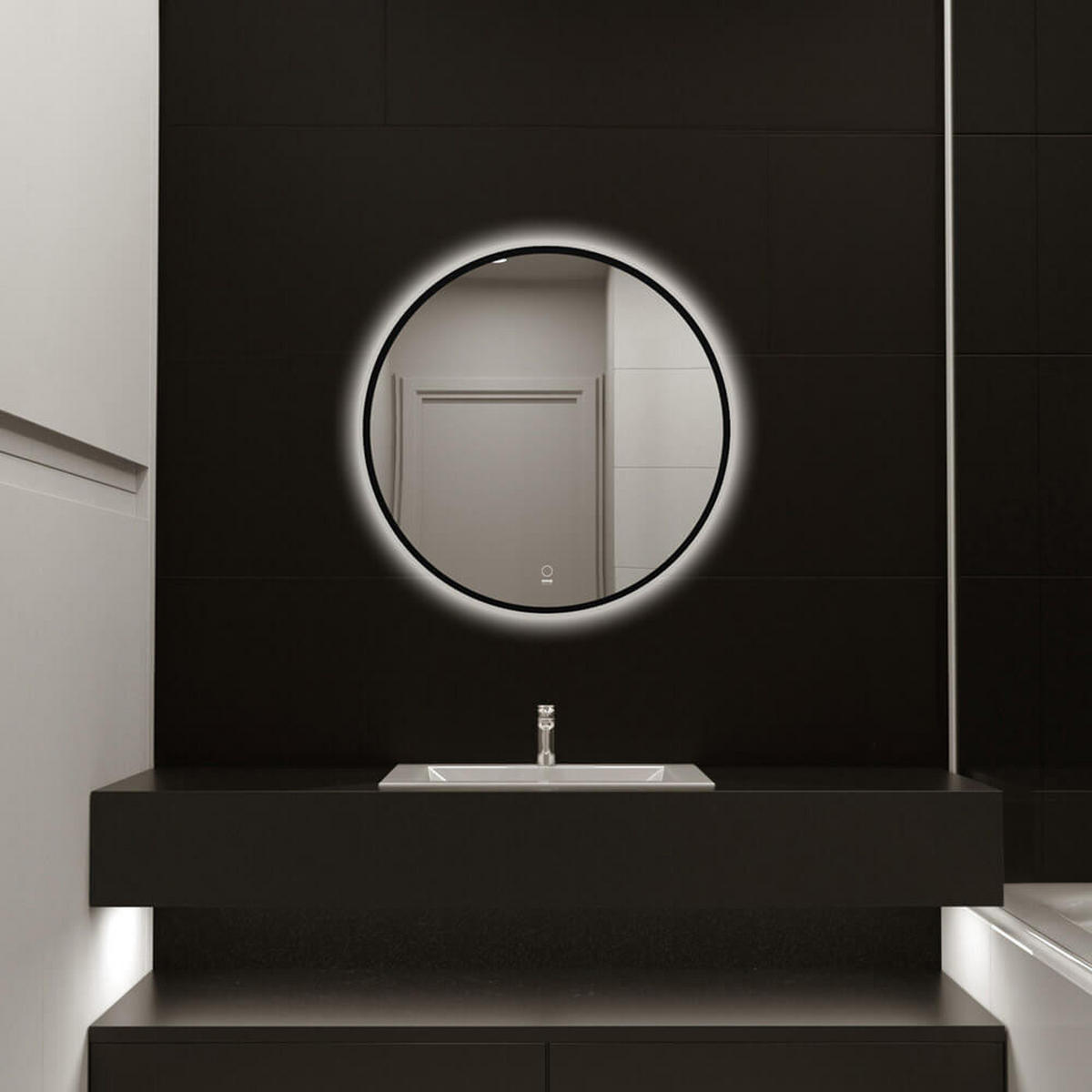 LED-SPIEGEL DUBI - 60 cm - Schwarz, Glas (60/60/1cm) - Home Deluxe