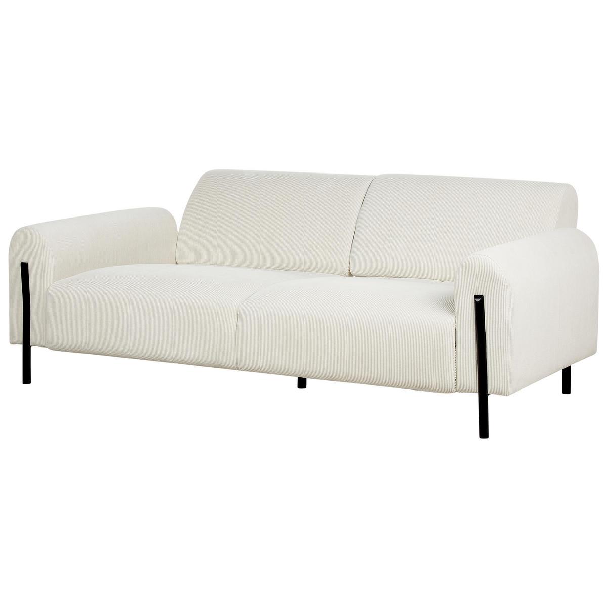 3-SITZER-SOFA Cord cremeweiß Askim - Schwarz/Weiß, Textil (207/87/89cm) - Beliani