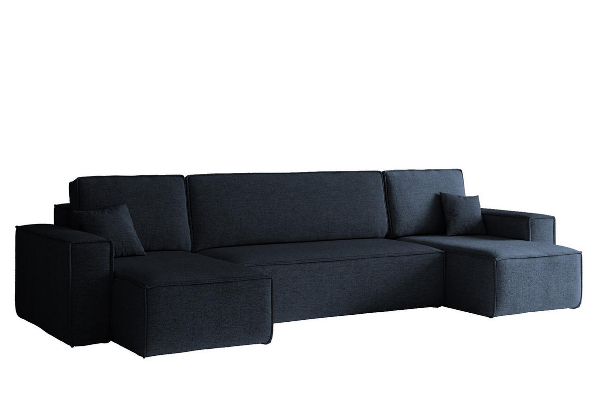 ECKSOFA U-Form Mit Schlaffunktion Und Bettkasten BEST Stoff Neve Dunkelblau - Dunkelblau, Holz/Kunststoff (312/142cm) - Kaiser Möbel