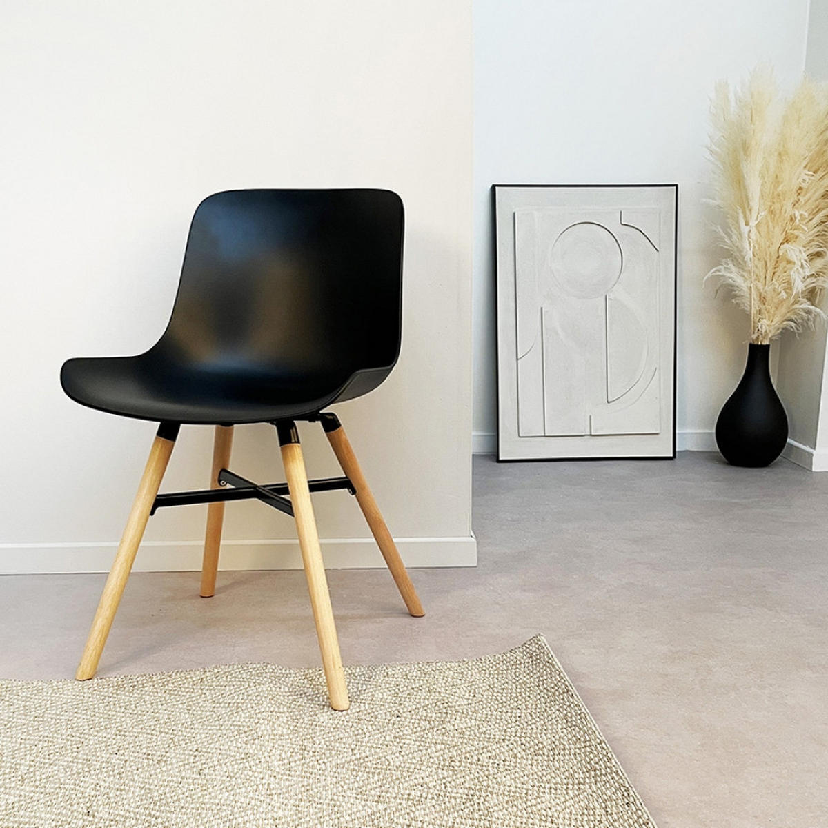 STUHL Schwarz 48x81x55cm - Buchefarben/Schwarz, Kunststoff (48/81/55cm) - AlterEgo