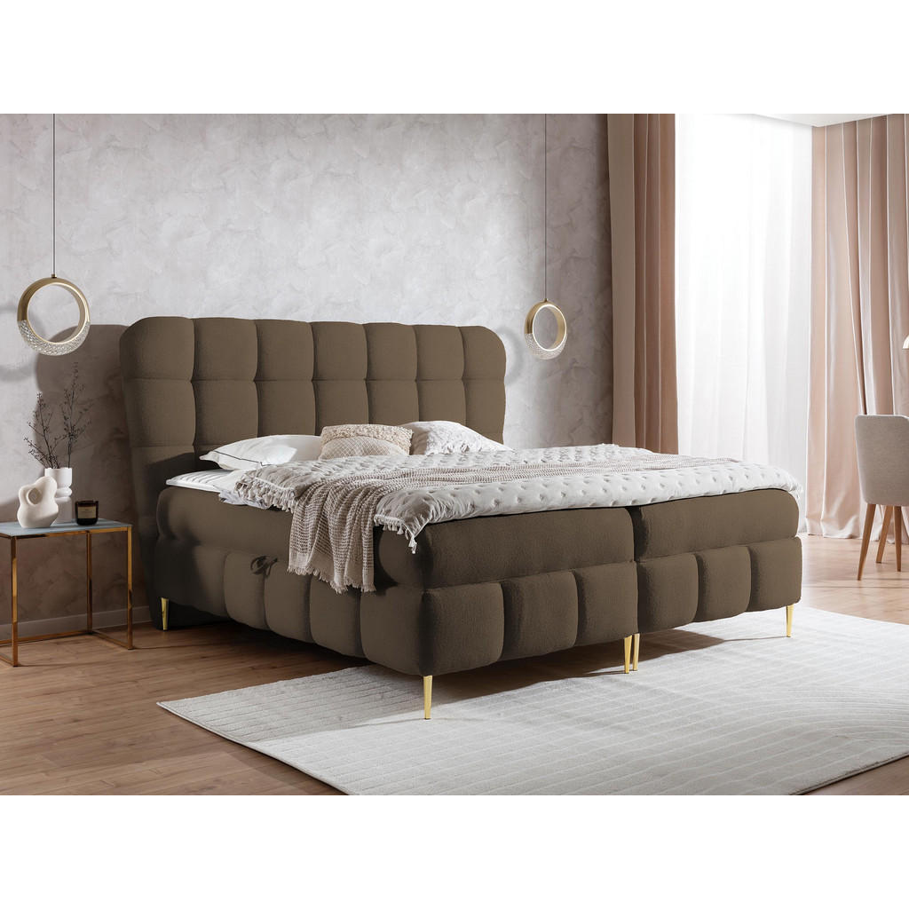Thumbnail - Mirjan24 Boxbett, Braun, Textil, Kiefer, H3, Höhe ca. 20 cm, Rechteckig, 140x200 cm, Schlafzimmer, Betten, Boxspringbett...