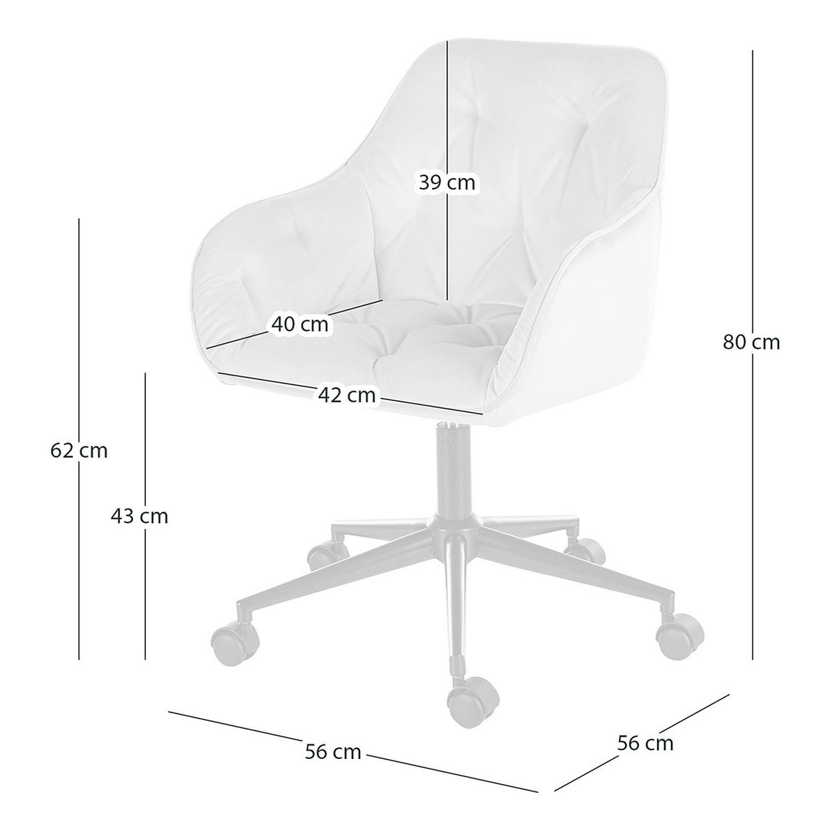 BÜROSTUHL - Samt - Schwarz/Altrosa, Kunststoff/Metall (56/80/56cm) - home24