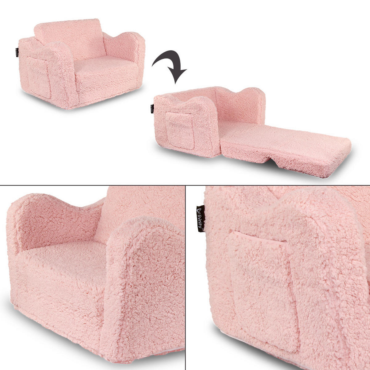 KINDERSESSEL Conni Rosa 60 x 36 cm ausklappbar - Pink, Textil (60/36/36cm) - Vicco