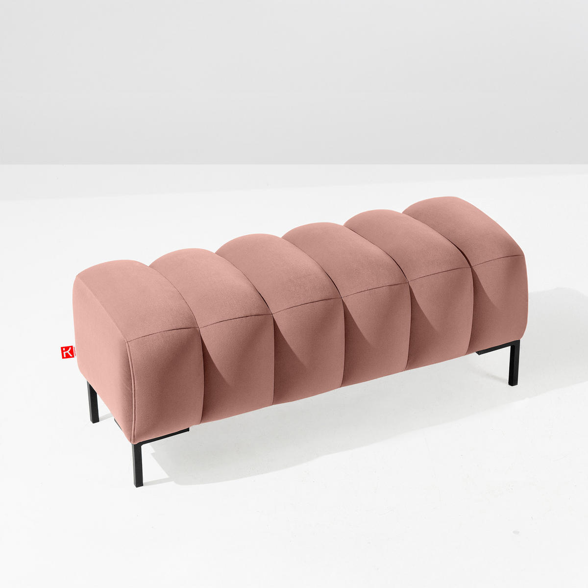 SITZHOCKER Polsterhocker PECCO, Veloursstoff - Beige/Schwarz, Holz/Textil (120/50/50cm) - KONSIMO®