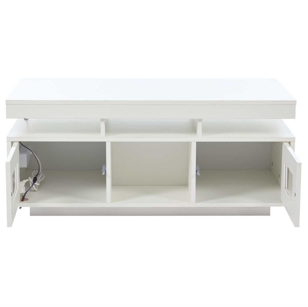 COUCHTISCH aus Spanplatte 100x50x43 cm Weiß mit LED-Beleuchtung, Steckdose und Stauraum - Weiß, Holzwerkstoff (100/50/43cm) - IVMEU