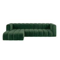 ECKSOFA Modulares In L-Form, Velvet-Stoff Riviera, Grün, Links, GRAND 318 cm - Grün, Holz (318/179cm) - Kaiser Möbel