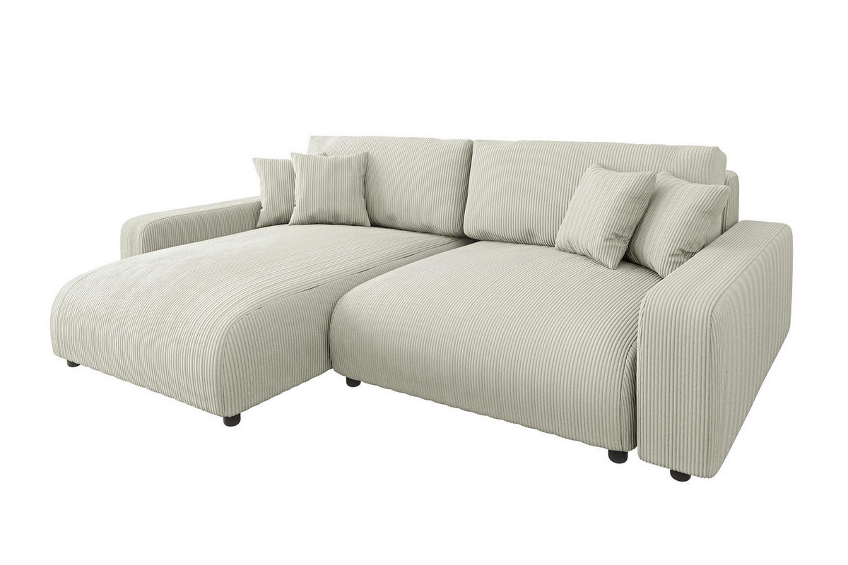 ECKSOFA Emma Beige Cord - Ottomane links - Beige, Textil (234/170cm) - S-Style Möbel