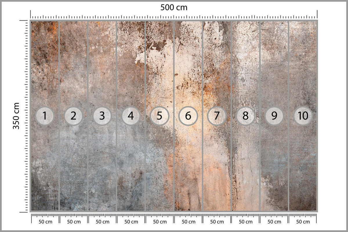 FOTOTAPETE für Wohnzimmer Beton Abstraktion 500x350 - Beige/Orange, Papier (500/350cm) - Muralo