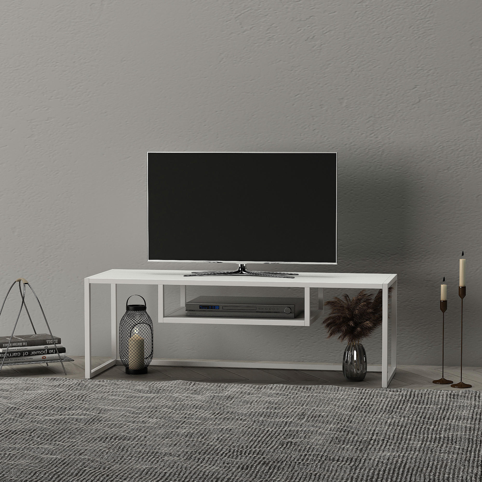 TV-ELEMENT Isokyrö - Weiß, Metall (120/40/40cm) - [en.casa]