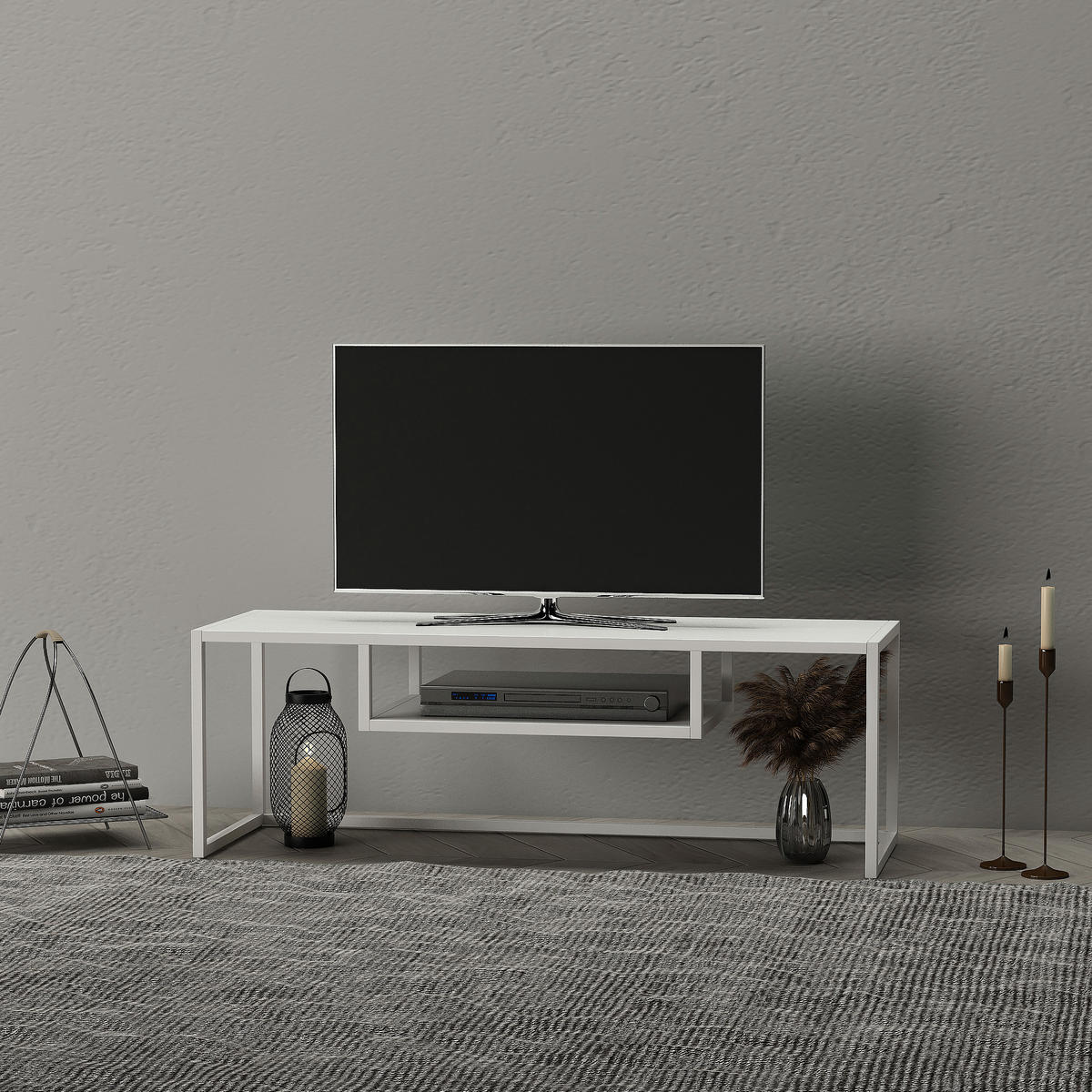 TV-ELEMENT Isokyrö - Weiß, Metall (120/40/40cm) - [en.casa]