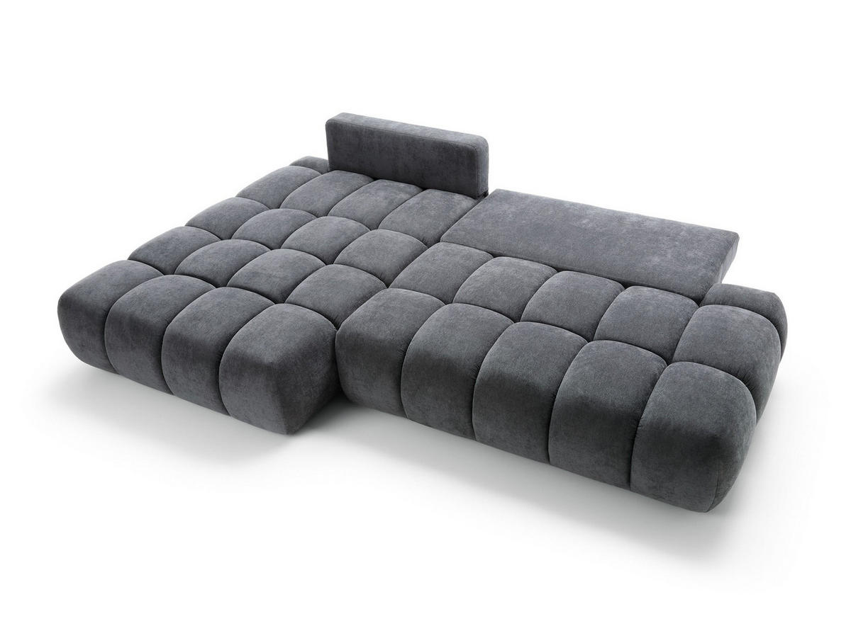 ECKSOFA GARDA Grau Chenille mit Schlaffunktion - Grau, Holz (280/131cm) - MASSENO