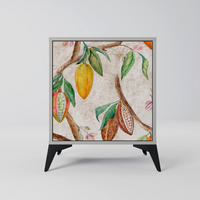 SIDEBOARD COCOA FRUITS, Grau, 57,5x42x70,5 cm, Schwarze Metall-Sternfüße - Multicolor/Schwarz, Holzwerkstoff/Metall (57.5/70.5/42cm) - SpaceRebels