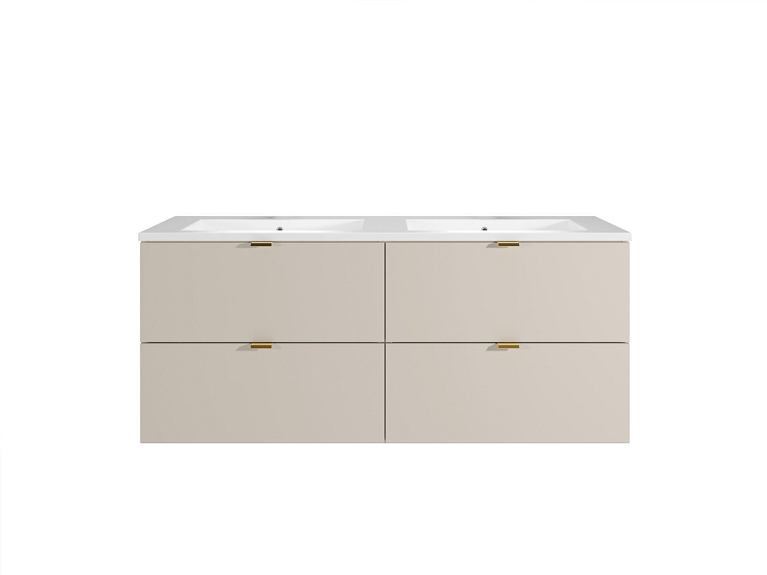 DOPPELWASCHTISCH - 120 cm x 46 cm - Holz, Platte - Beige - LAVENA - Beige, Holz (120/50/46cm) - Vente-Unique