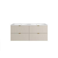 DOPPELWASCHTISCH - 120 cm x 46 cm - Holz, Platte - Beige - LAVENA - Beige, Holz (120/50/46cm) - Vente-Unique