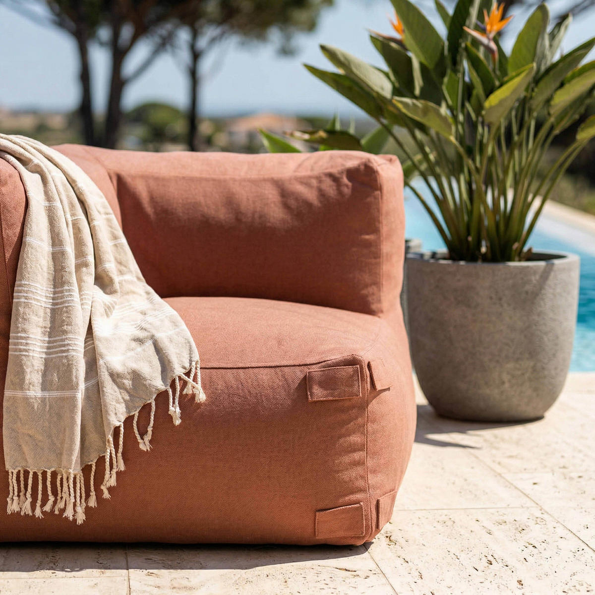 ECKSESSEL, Terrakotta - Braun, Textil (85/65/85cm) - Oviala