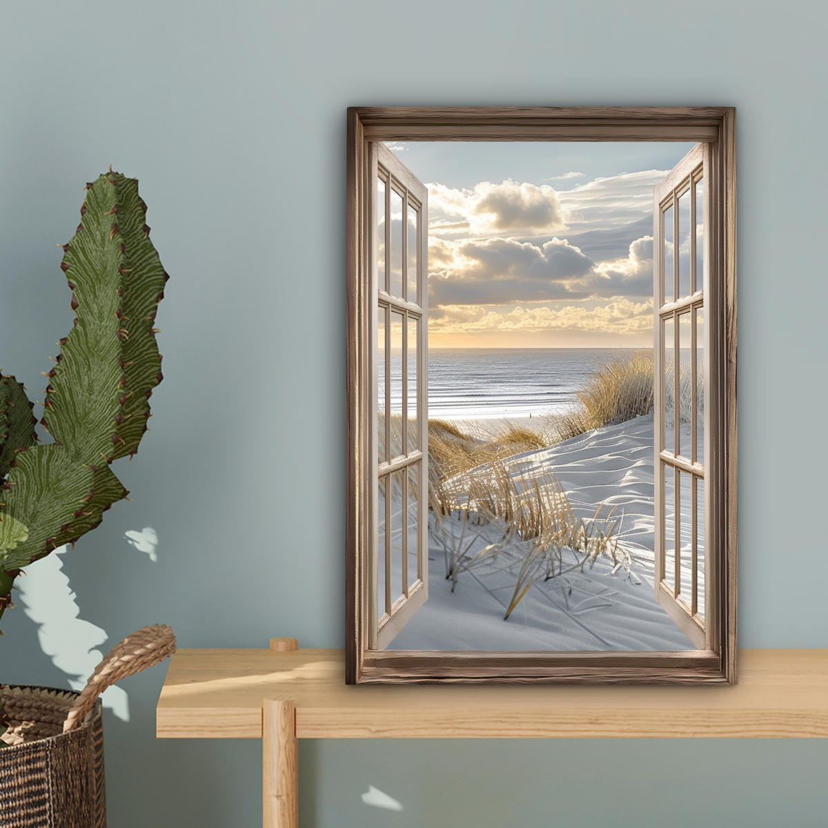 LEINWANDBILD Ausblick - Strand - Dünen - Meer - Natur 20x30 cm - Sandfarben, Textil (20/30cm) - MuchoWow