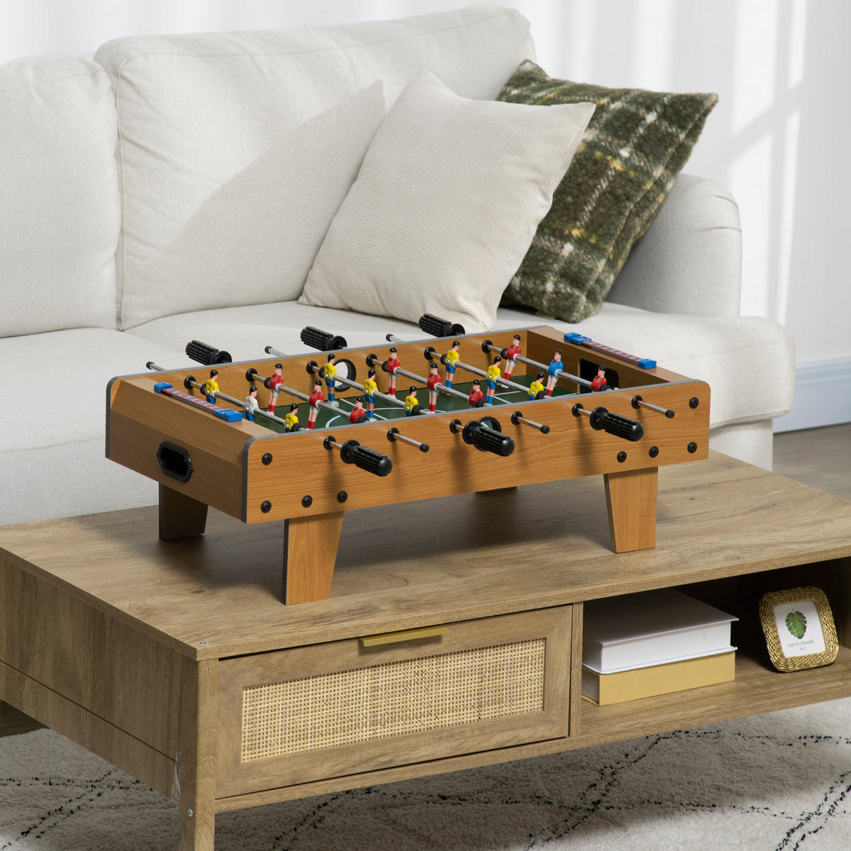 TISCHFUSSBALL DE-10818 kompakt mit Scoreboards Braun - Naturfarben, Holzwerkstoff (36.5/69cm) - ComfortXL