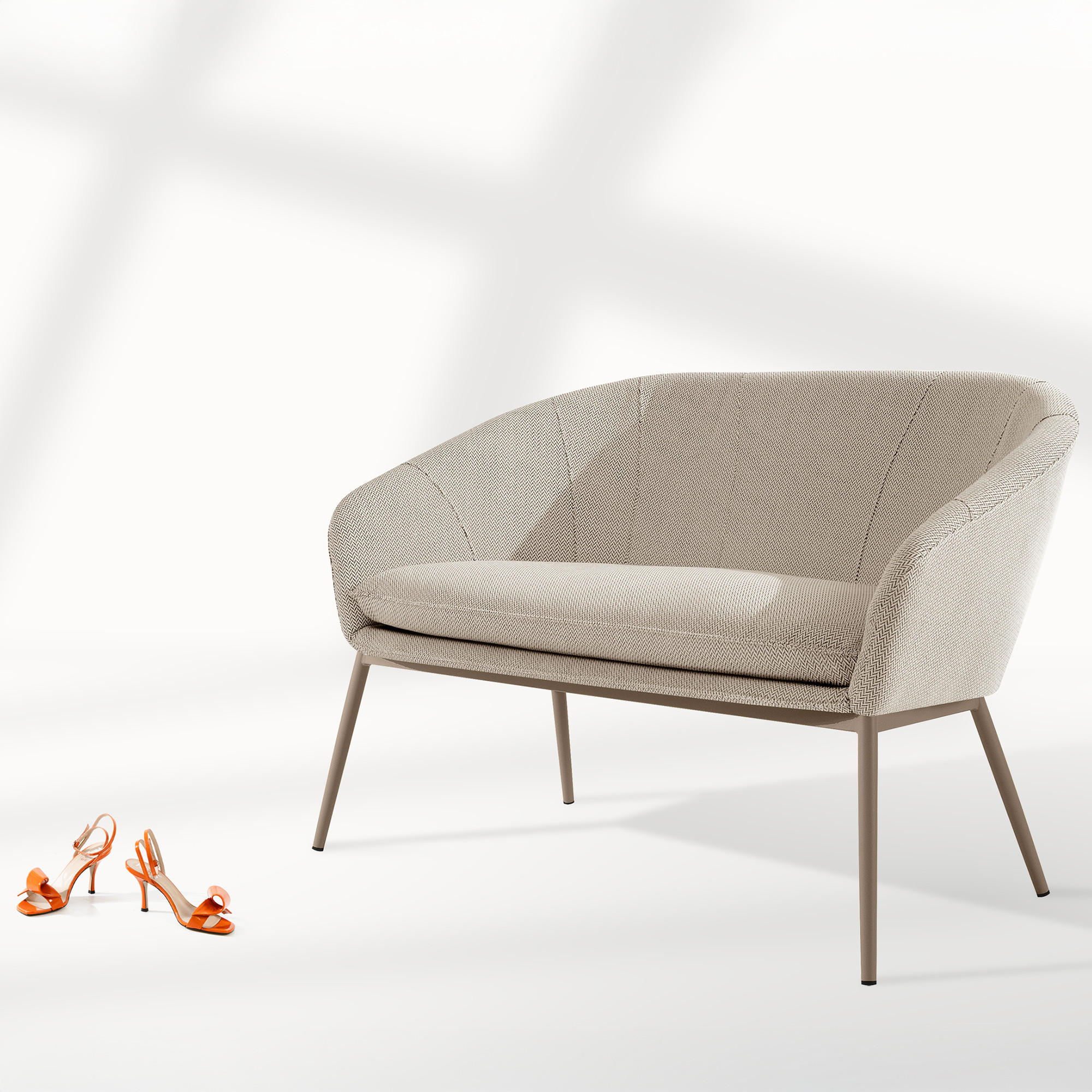 GARTENSOFA SOLIS Loungesofa, - Weiß, Textil/Metall (118/76/66cm) - KONSIMO®