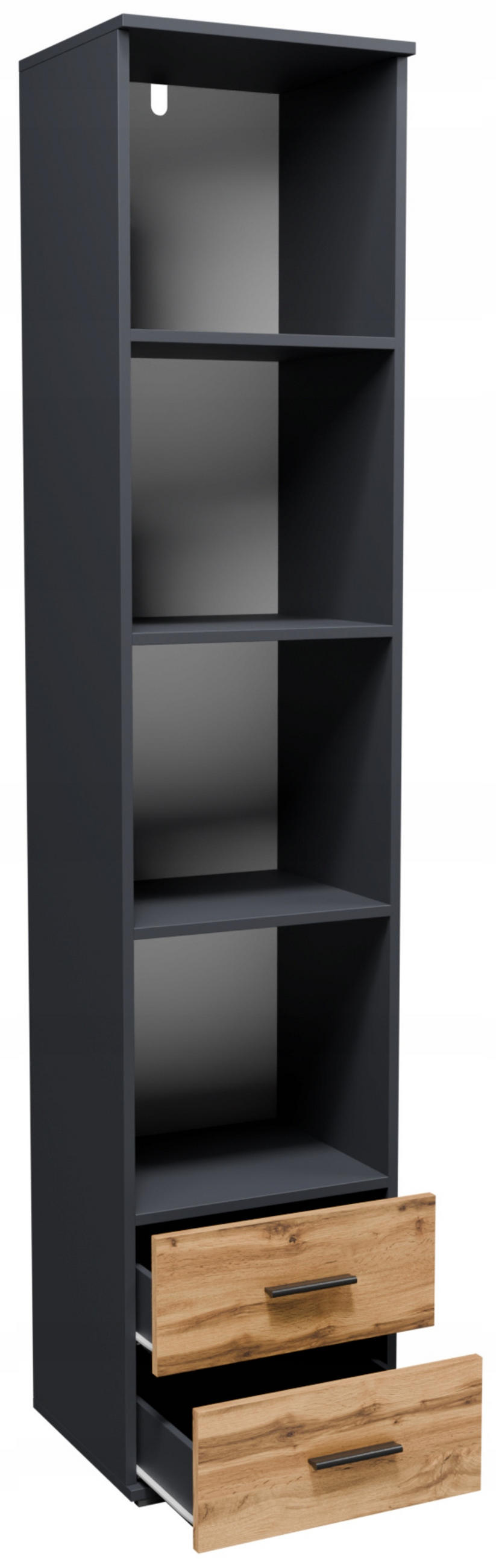 BÜCHERREGAL CR3-ST3 Graphit-Wotan Eiche 40/34/180 cm - Eiche Wotan/Graphitfarben, Holzwerkstoff (40/180/34cm)