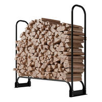 KAMINHOLZREGAL mit Abdeckung - Schwarz, Metall (130/117/36cm) - Juskys