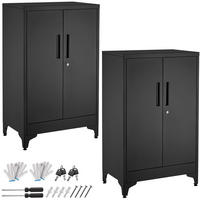 AKTENSCHRANK Blake, Kippschutz, höhenverstellbare Füße, schwarz - Schwarz, Metall (60/100/40cm) - tectake