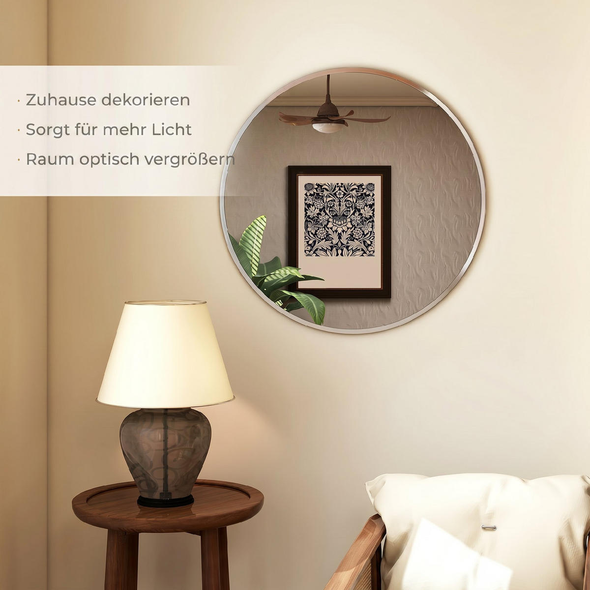 WANDSPIEGEL Aluminiumlegierung Glas Silber - Silberfarben, Metall (1/61/61cm) - HOMCOM