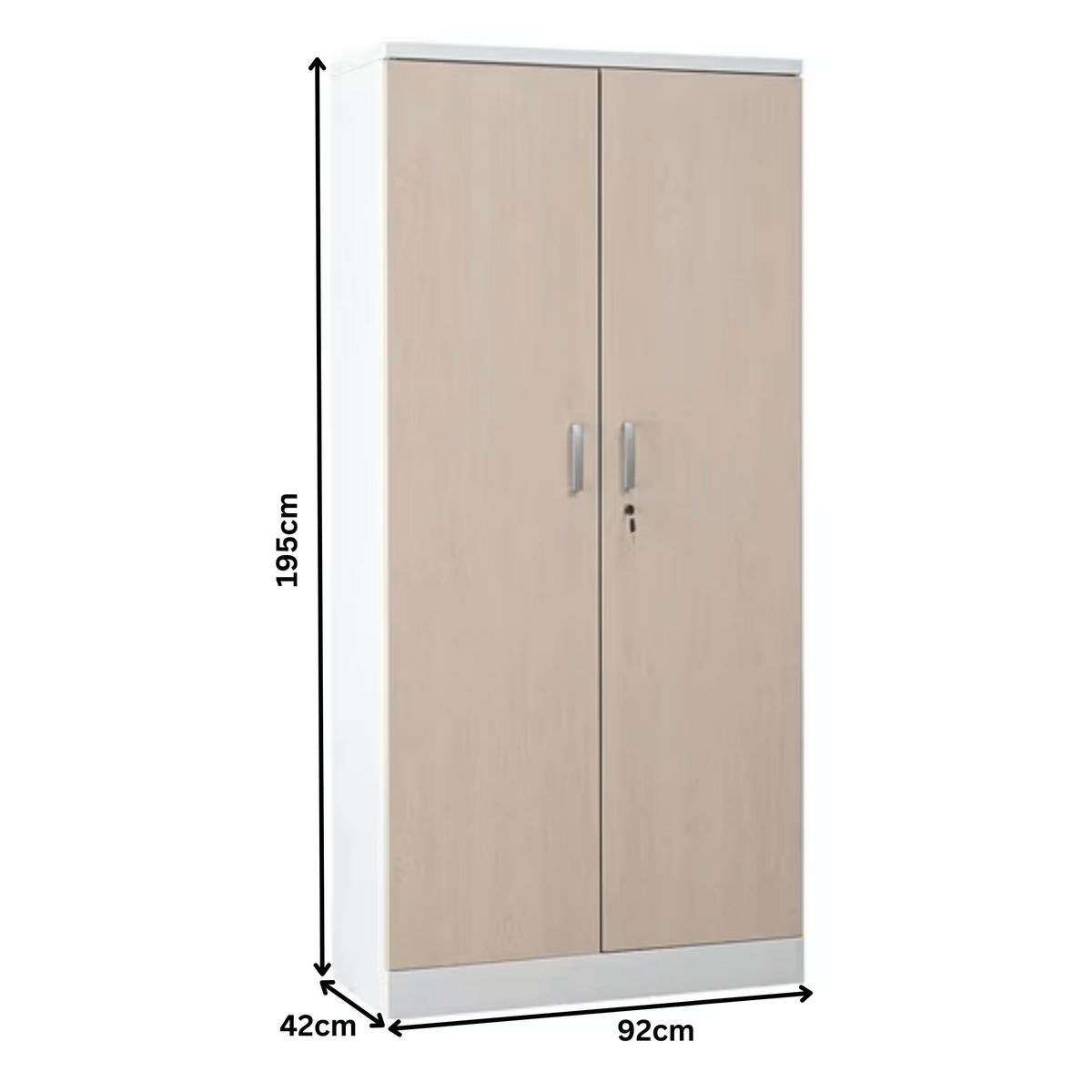 AKTENSCHRANK Beetle 4 Fachböden 195x92x42 cm Weiß & Ahorn - Ahornfarben, Metall (92/195/42cm)