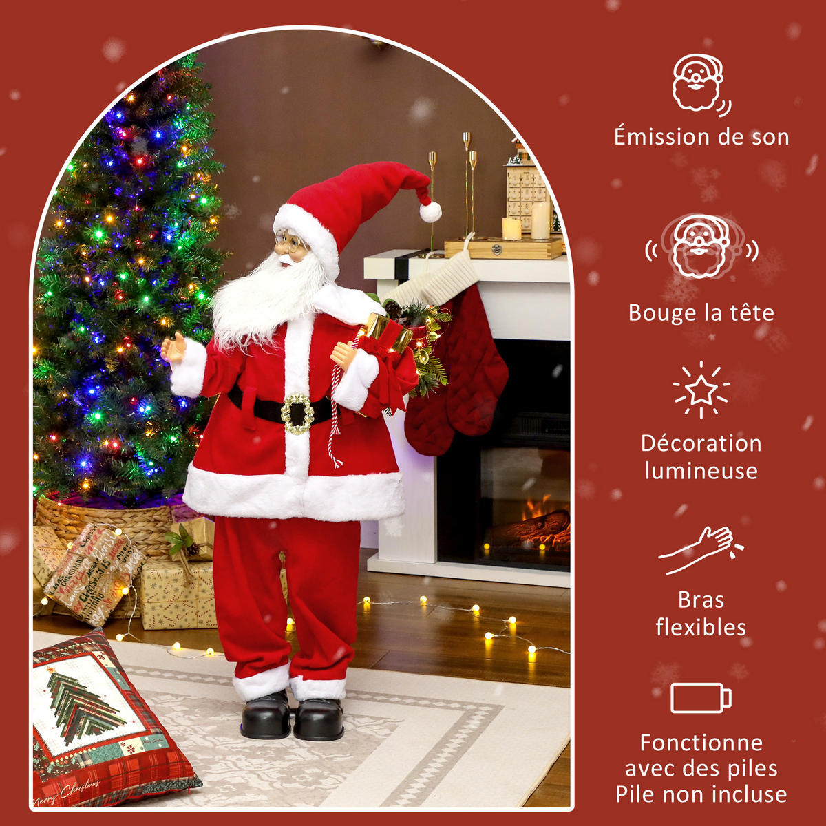 WEIHNACHTSMANNFIGUR Rot 27.0/53.0/120.0 cm - Rot, Textil (27/120/53cm)
