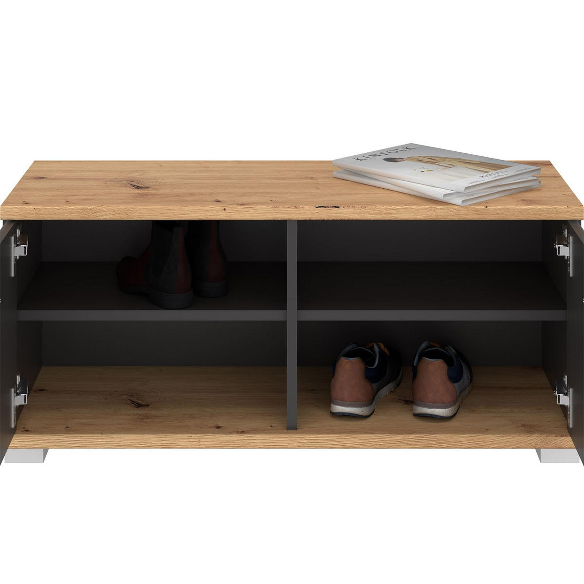 GARDEROBENSET BILBAO - Dunkelgrau, Holzwerkstoff (90/60/34cm) - IDIMEX