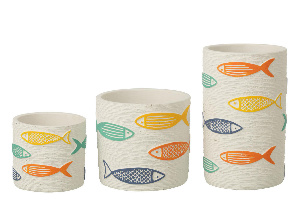 BLUMENTOPF FISCH RUND Multi - Multicolor, Stein (12.5/20cm) - J-Line