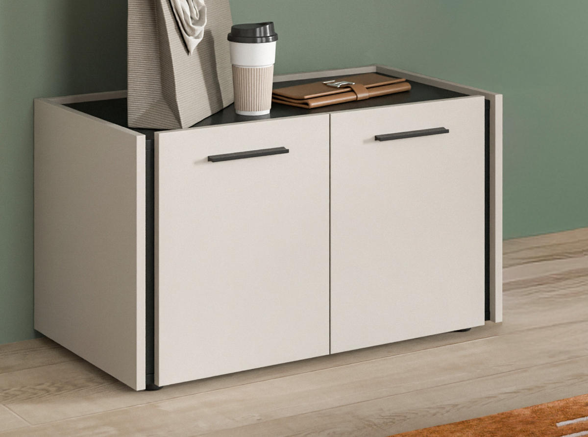 GARDEROBENBANK Kaschmir 75 x 43 cm, Schuhbank mit Soft-Close - Kaschmir/Schwarz, Holzwerkstoff/Kunststoff (75/43/40cm) - Inn.Furn