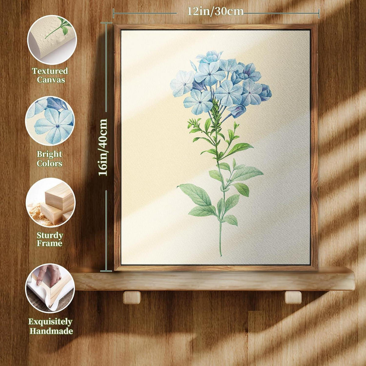 LEINWANDBILD mit Rahmen Botanisch 30 x 40 cm - Blau, Holz (30/0.5cm)