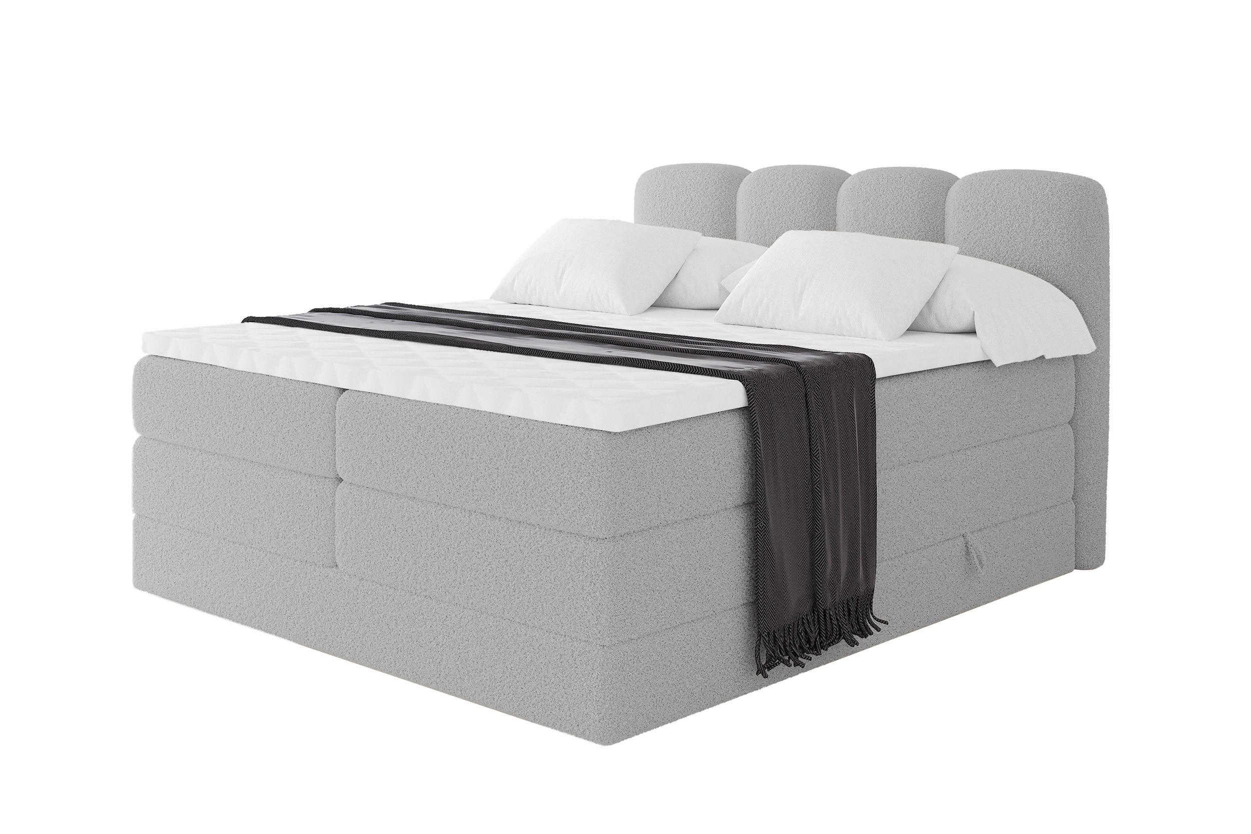 BOXSPRINGBETT mit Matratze H3/H4 - NINA KING - 120x200 cm Hellgrau - Hellgrau, Holzwerkstoff (120/200cm) - ALTDECOR